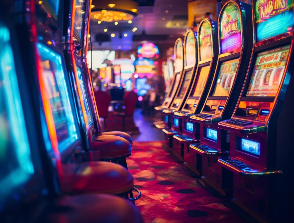 Row of fruit machines
