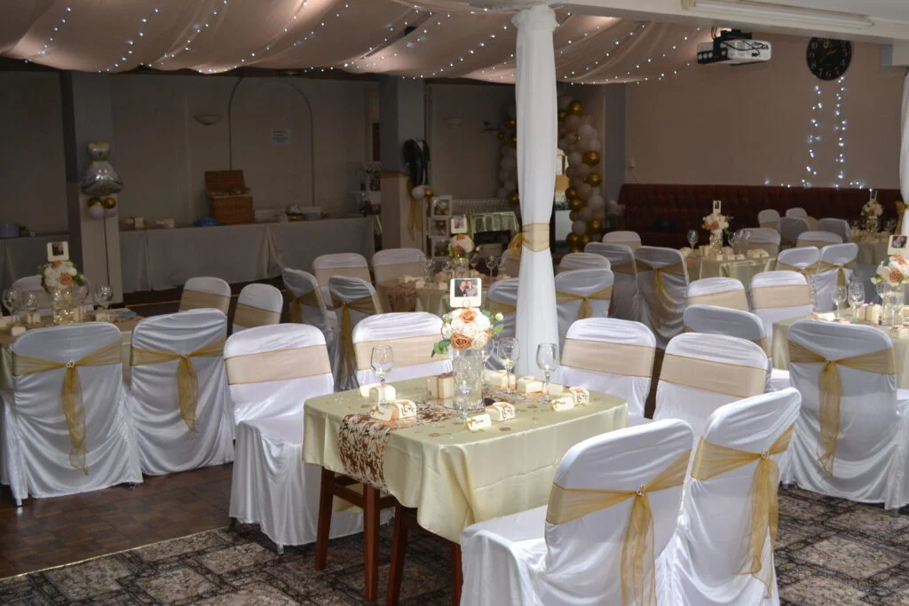 Function room at Radstock Working Men's Club set up for a private event